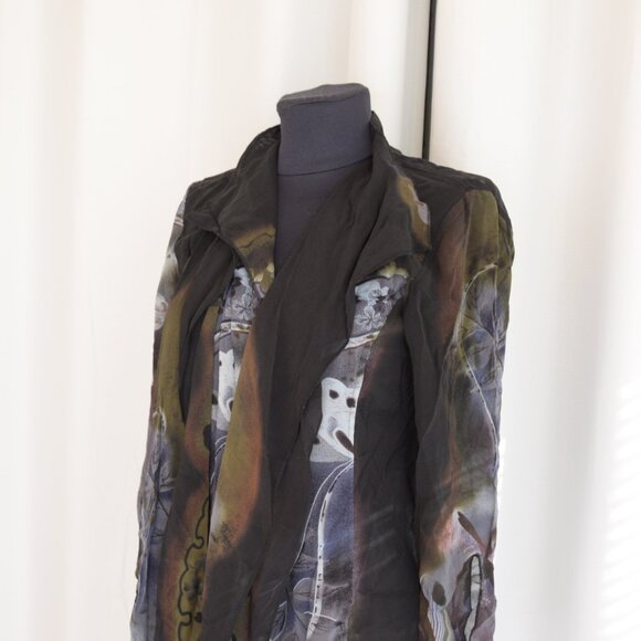 Citron Santa Monica Silk Draped Duster Sz XS - Picture 7 of 9